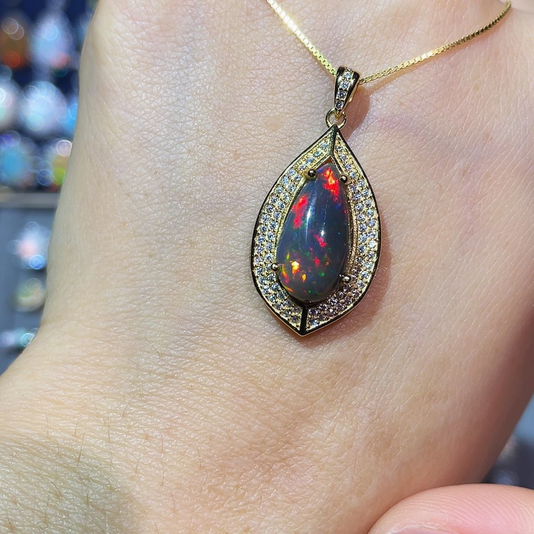 欧泊银S925镶嵌吊坠