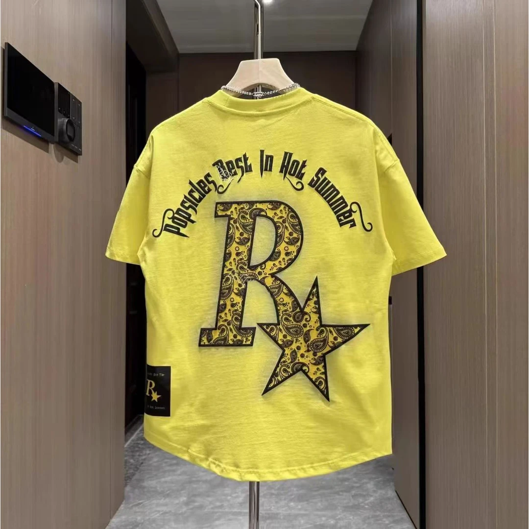 夏季新款宽松圆领男款袖网红印花休闲t恤时尚潮流百搭男士短袖T恤