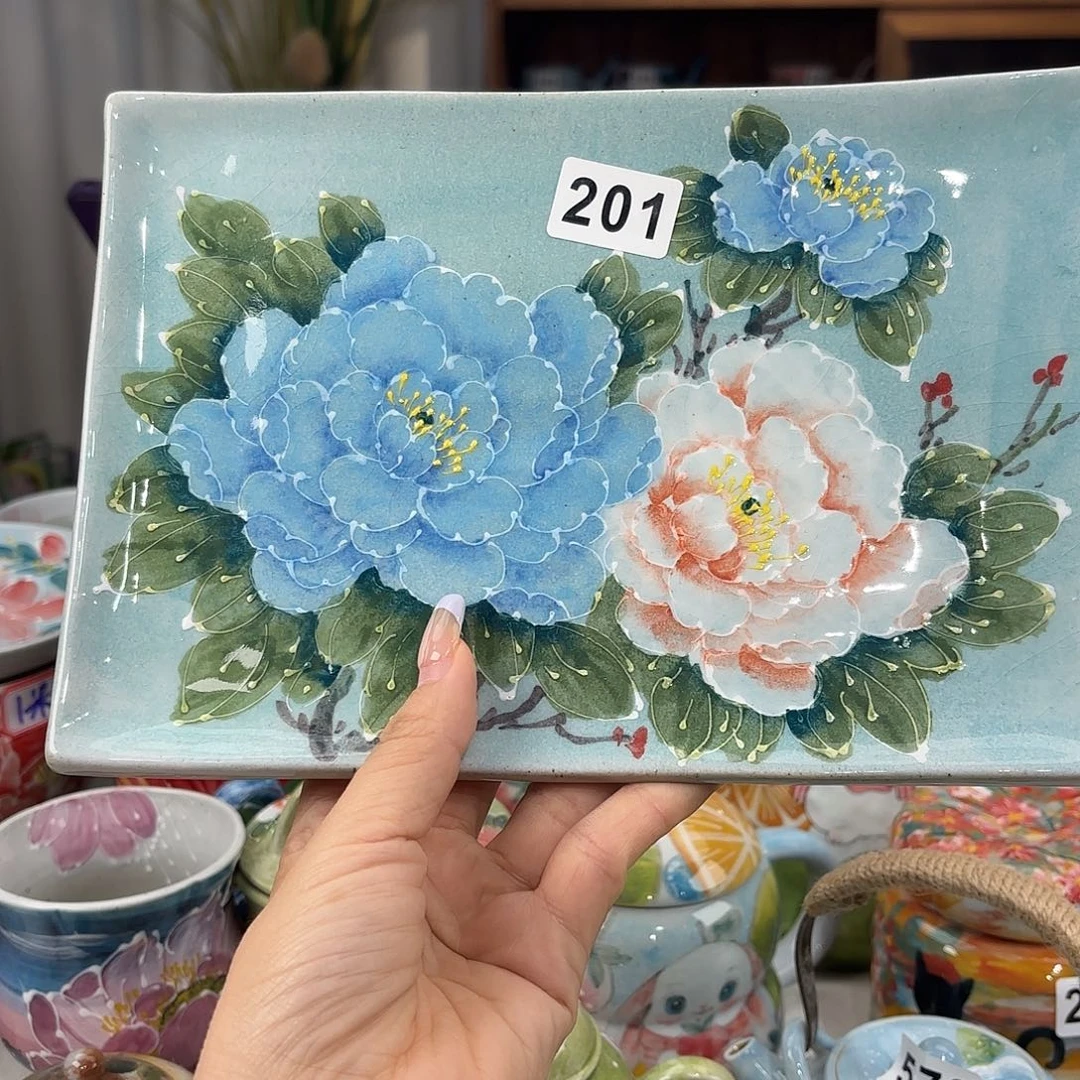 瓷片景德镇手绘高温釉下彩陶瓷茶具
