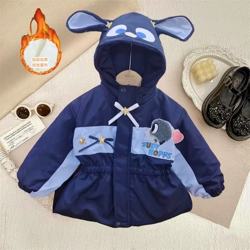 J儿童秋冬时尚卡通加绒加棉拼接棉外套宝宝冬款休闲保暖外套Q126