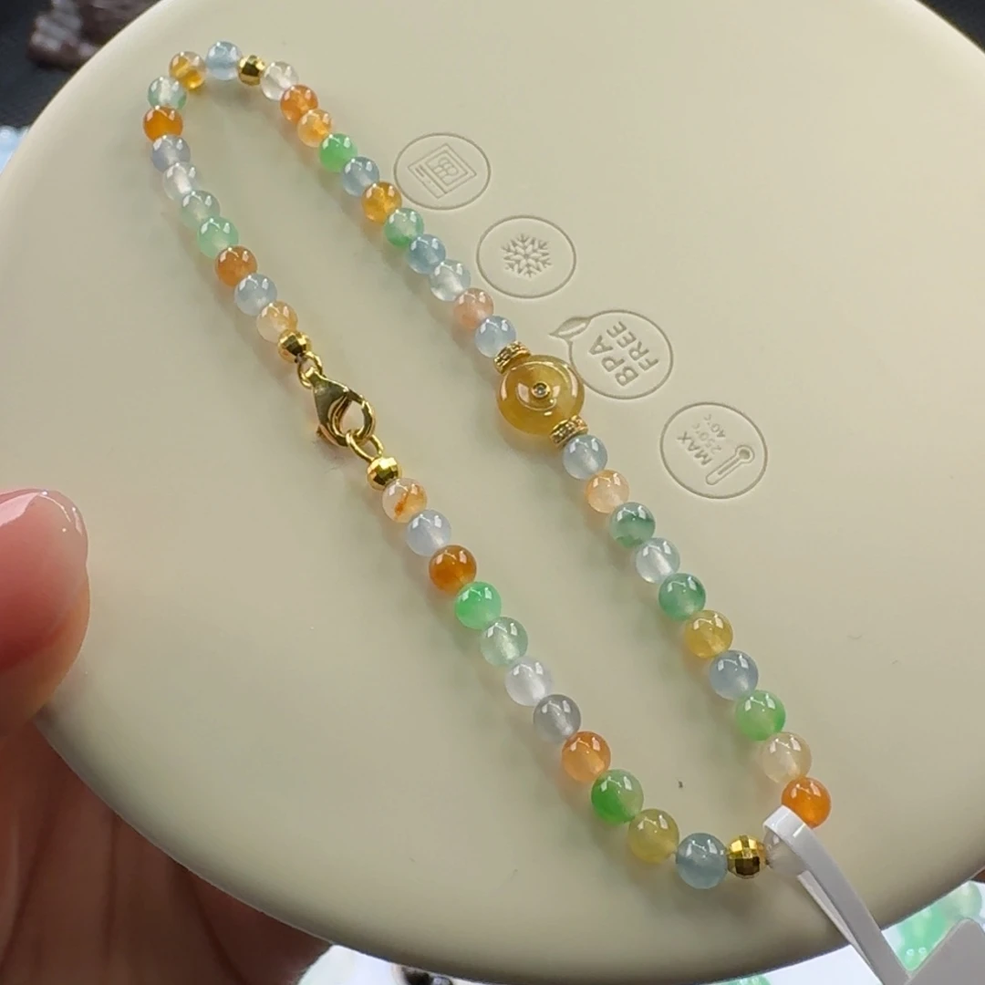 翡翠手链未镶嵌力推冰胶糖果色小米珠3.6mm