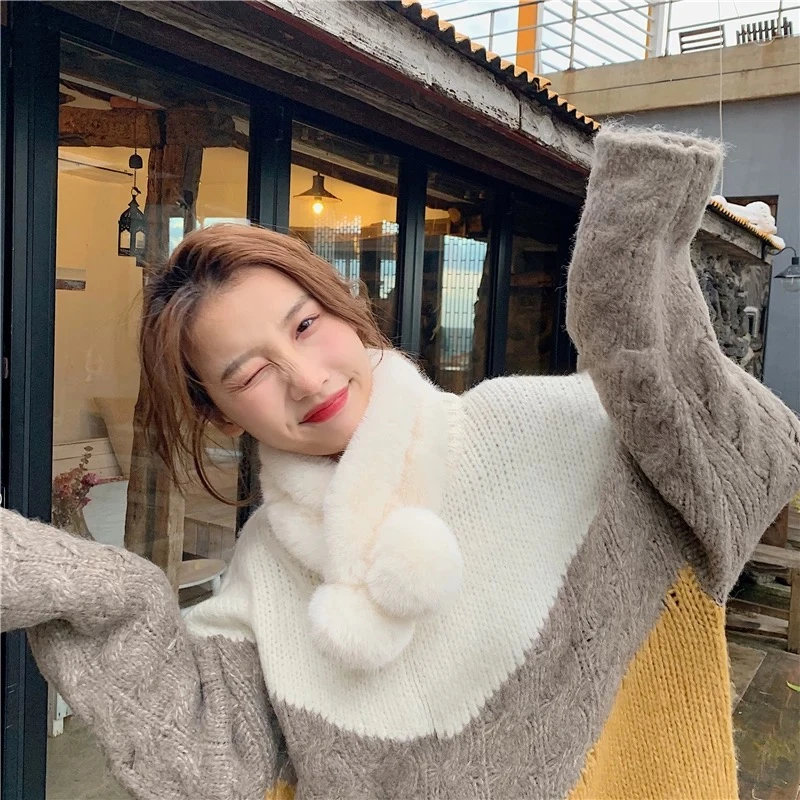 【苏里】“冬日暖意” 韩版高级感懒兔毛时尚加厚保暖毛毛围脖围巾女