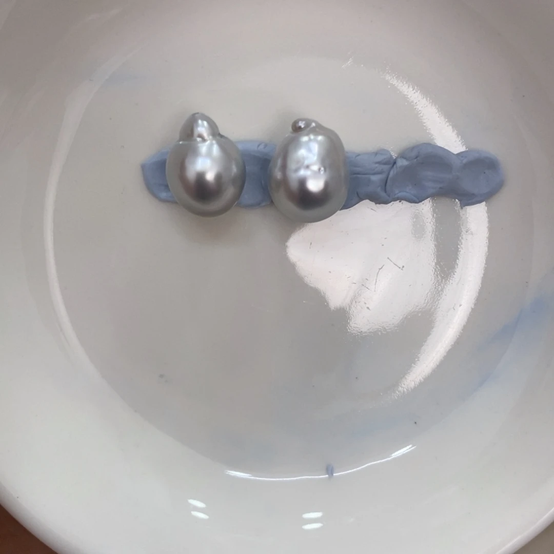 裸珠海水珍珠@**@铂金灰对珠11-12刘