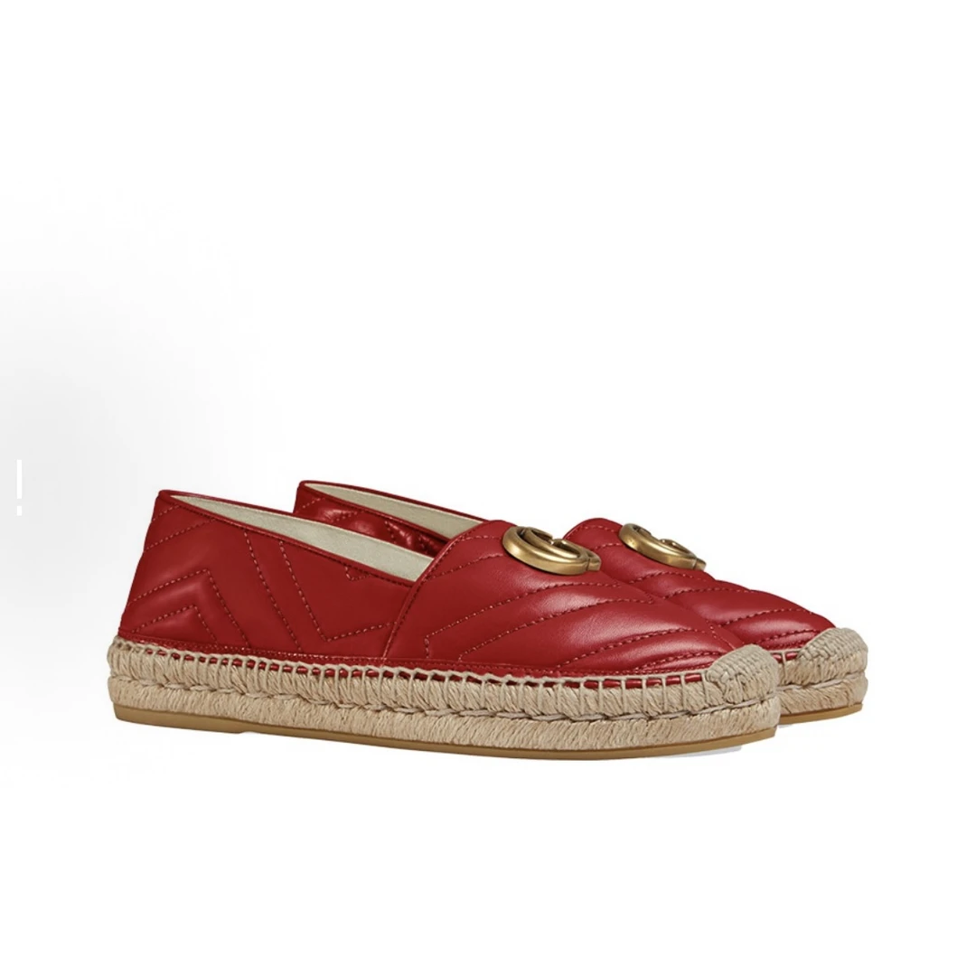 99新 GUCCI/古驰 99新古驰渔夫鞋红色37.5