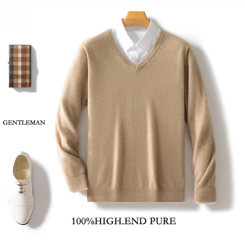 水随天去秋无际~男士秋冬新款12针V领羊毛衫休闲保暖毛衣针织衫