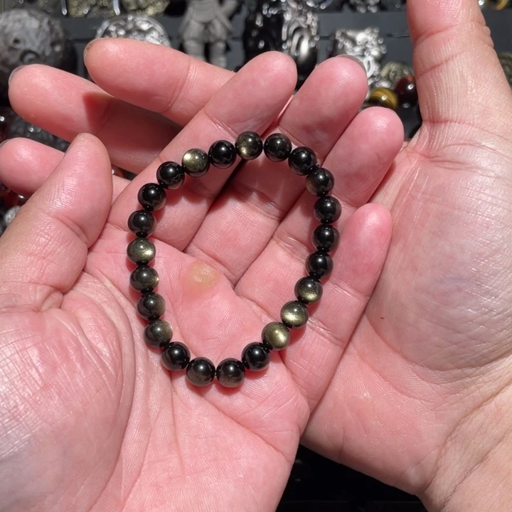 黑曜岩手串未镶嵌遥*
