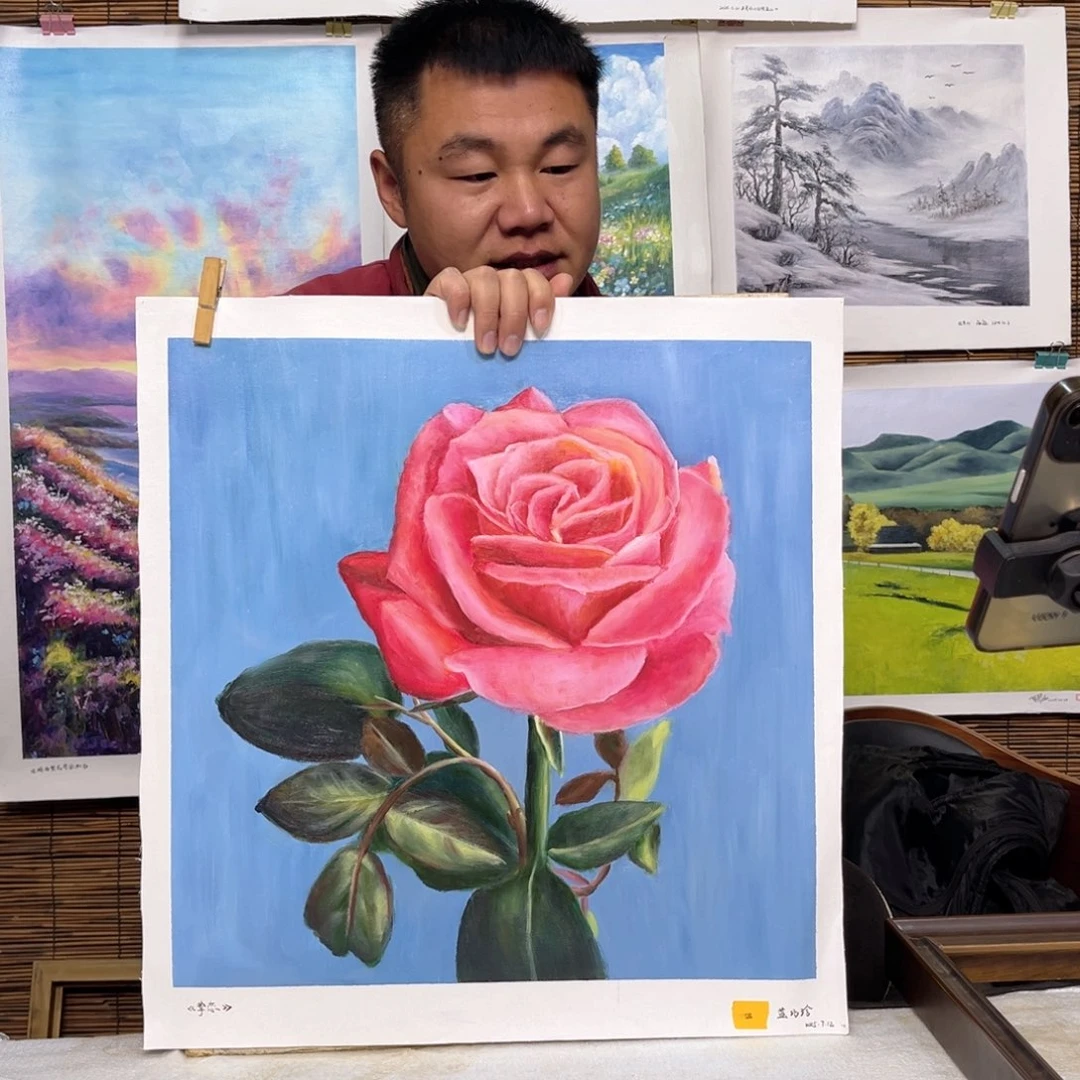 油画行路人小院绘画作品竞拍