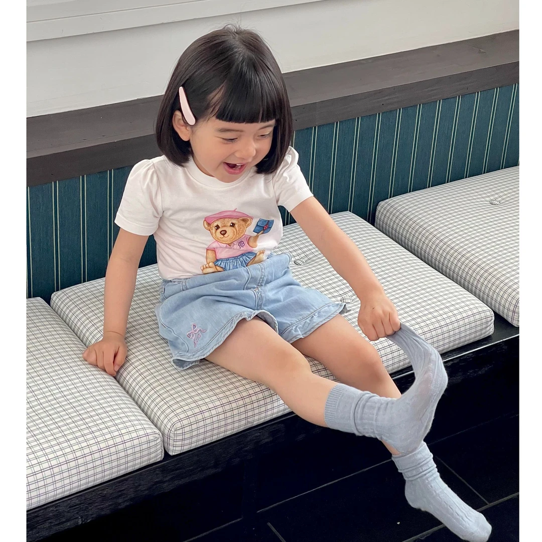小惜亦女童2025夏季新款韩版可爱卡通印花T恤牛仔裤女孩休闲套装
