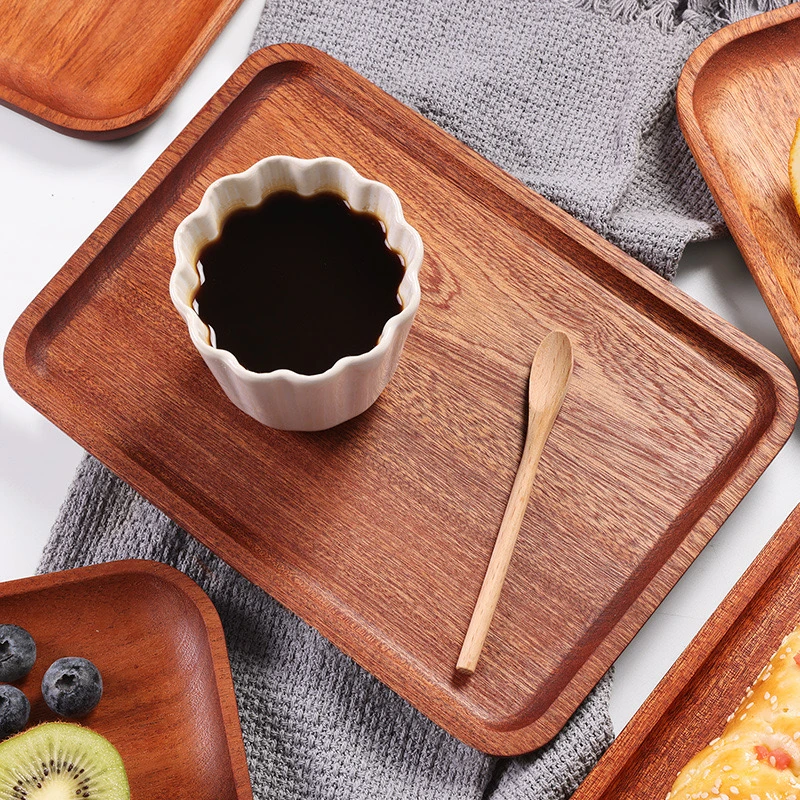 进口乌檀木牛排盘托盘实木长方形餐具茶水杯盘长方碟西餐方形盘子