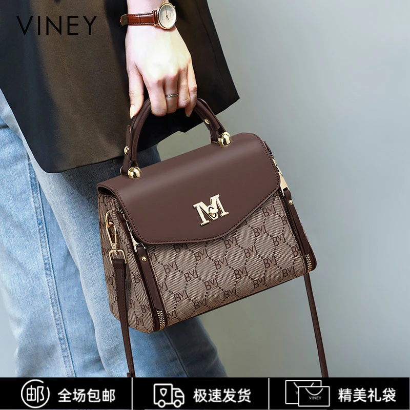 Viney包包女时尚手提上档次通勤斜挎妈妈包生日礼物送女友送老婆
