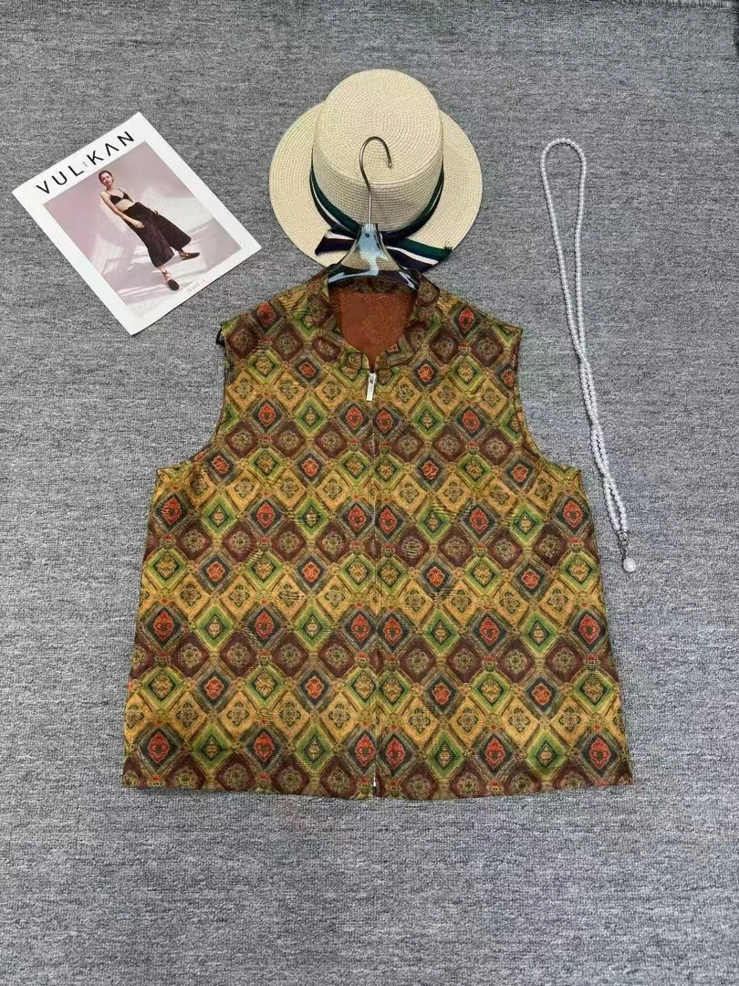 谢美丽-精选拉链复古国风马甲新中式