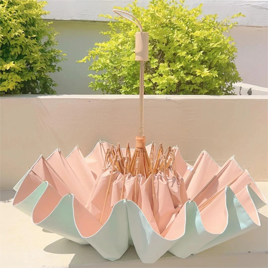 小众高级感雨伞16骨加大防风晴雨伞彩胶防晒紫外线遮阳伞折叠伞女