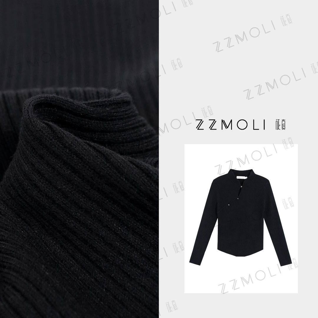 ZzMoLi征真 新中式斜门襟羊毛混纺针织衫女款国风打底衣ZBY78099