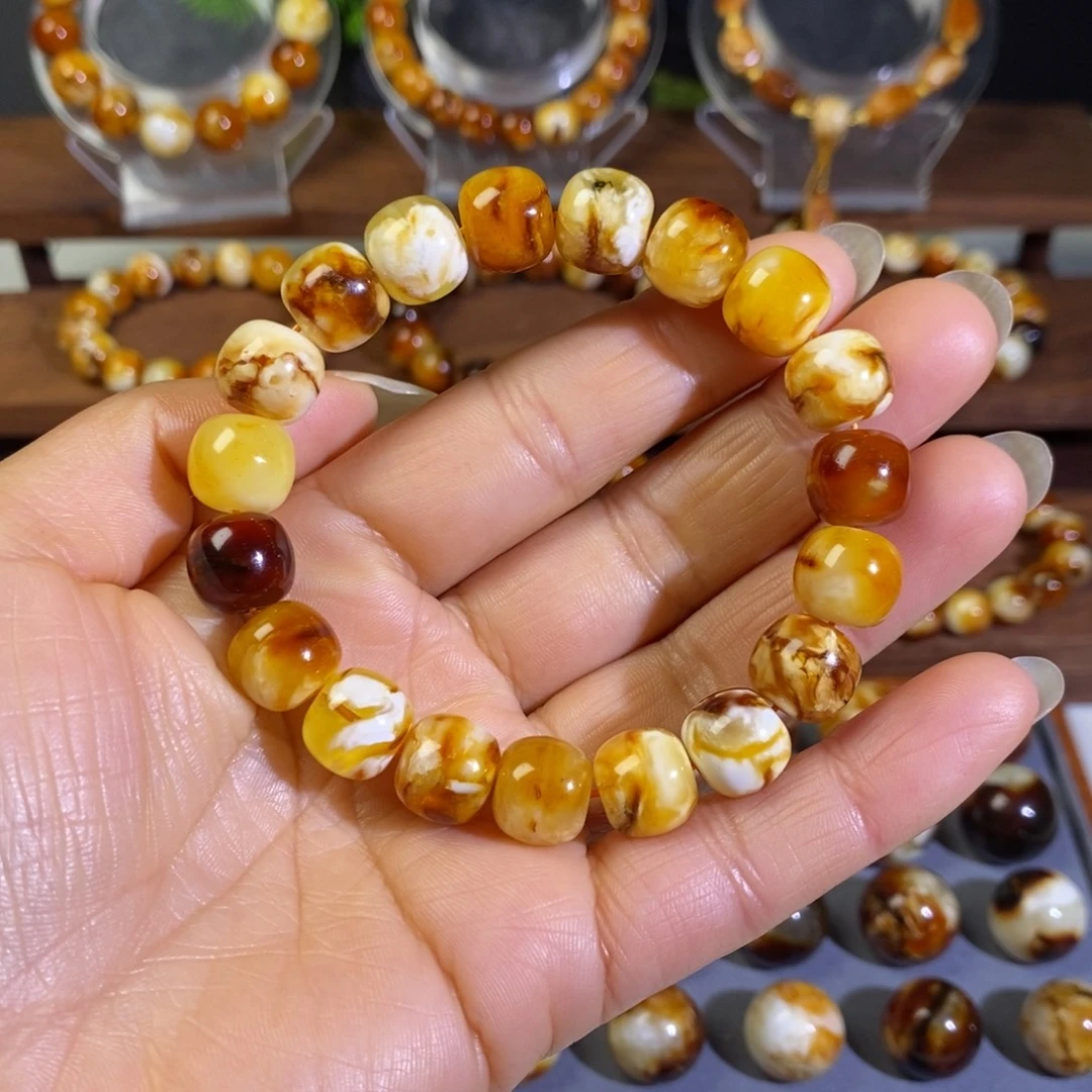 蜜蜡未镶嵌裸石天然沁色蜜蜡老型手串11➕mm