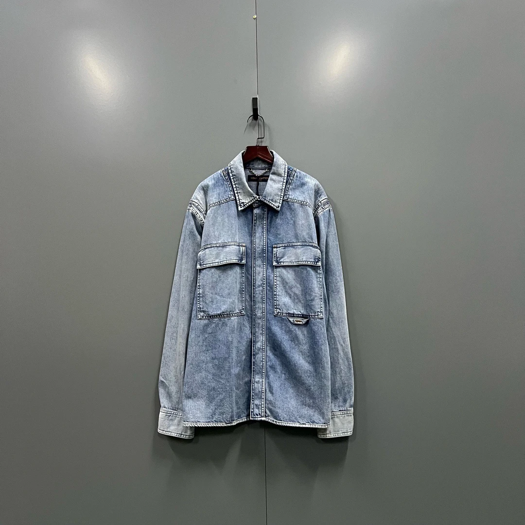 未使用 LouisVuitton/路易威登 (ll) 水洗牛仔衬衫 M码/001115