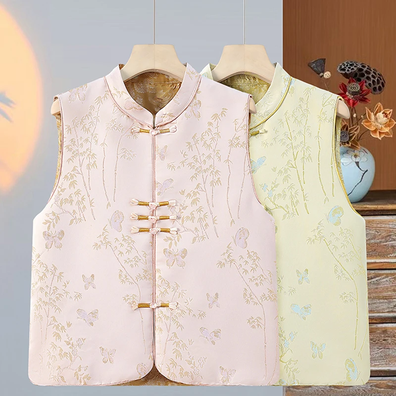 中年妈妈新款立领春季马甲上衣洋气2025中老年女装双面穿背心坎肩