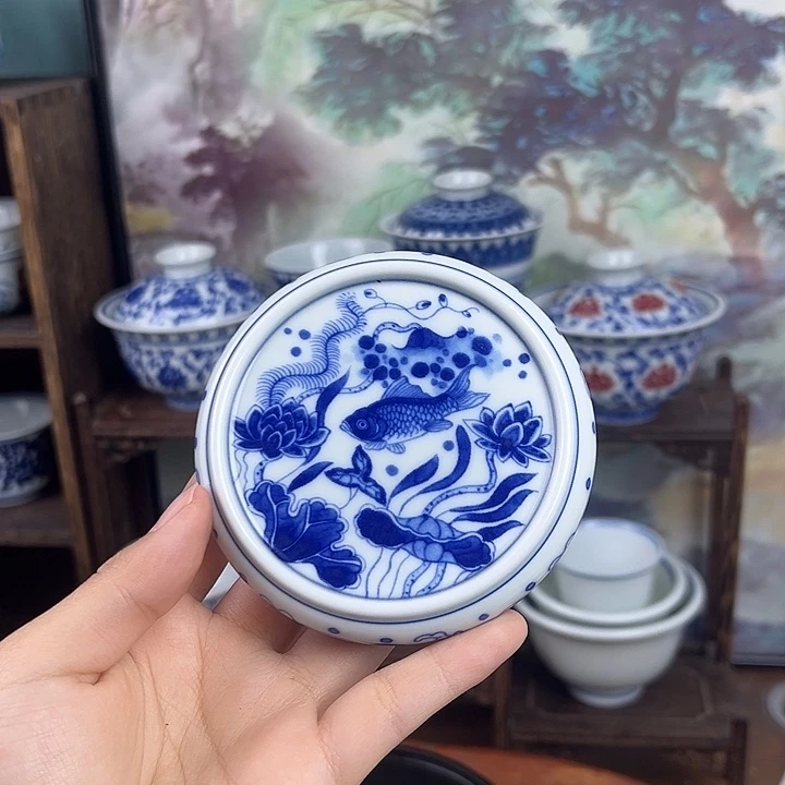 其他瓷鱼藻纹盖置