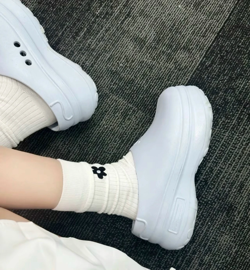 tttop粉丝福利厨师鞋厚底半包拖鞋踩屎感女款夏季防滑