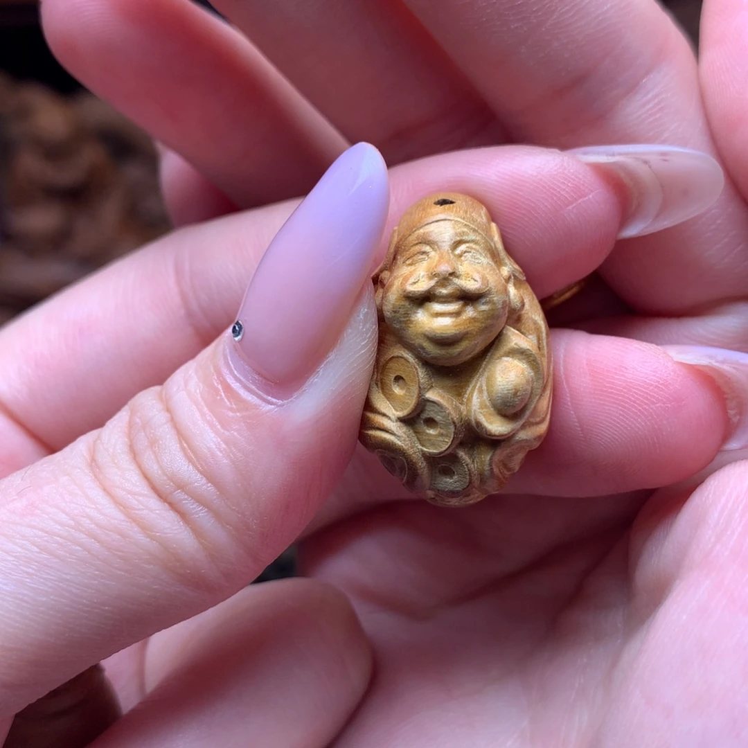 檀香木吊坠老山檀香小财爷微瑕