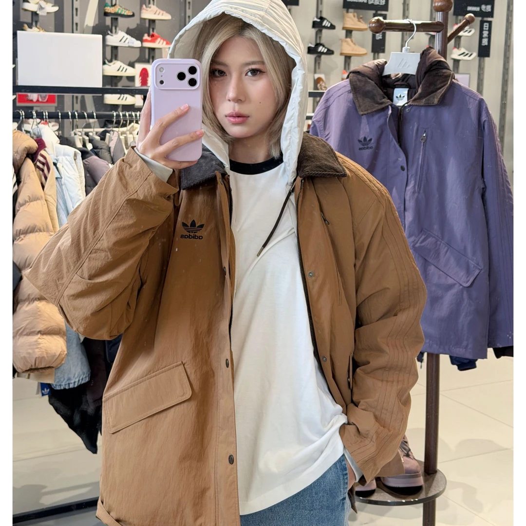 adidas 秋季立领插肩袖透气户外运动外套男士牛仔休闲 KW1241 3