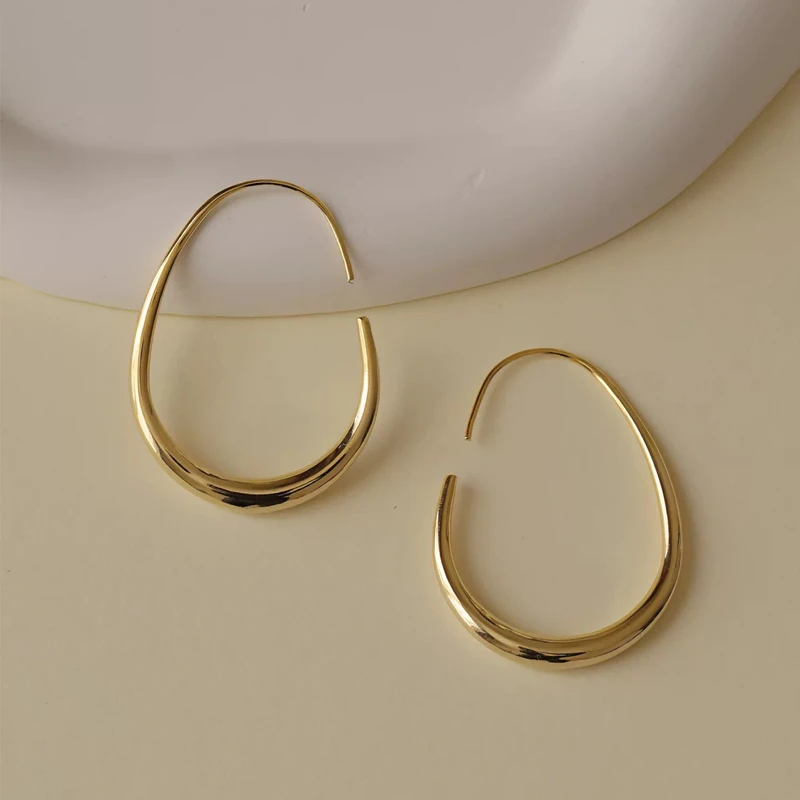 铜合金耳饰 冷淡风极简水滴银色耳环小众气质耳圈2025年新款爆款