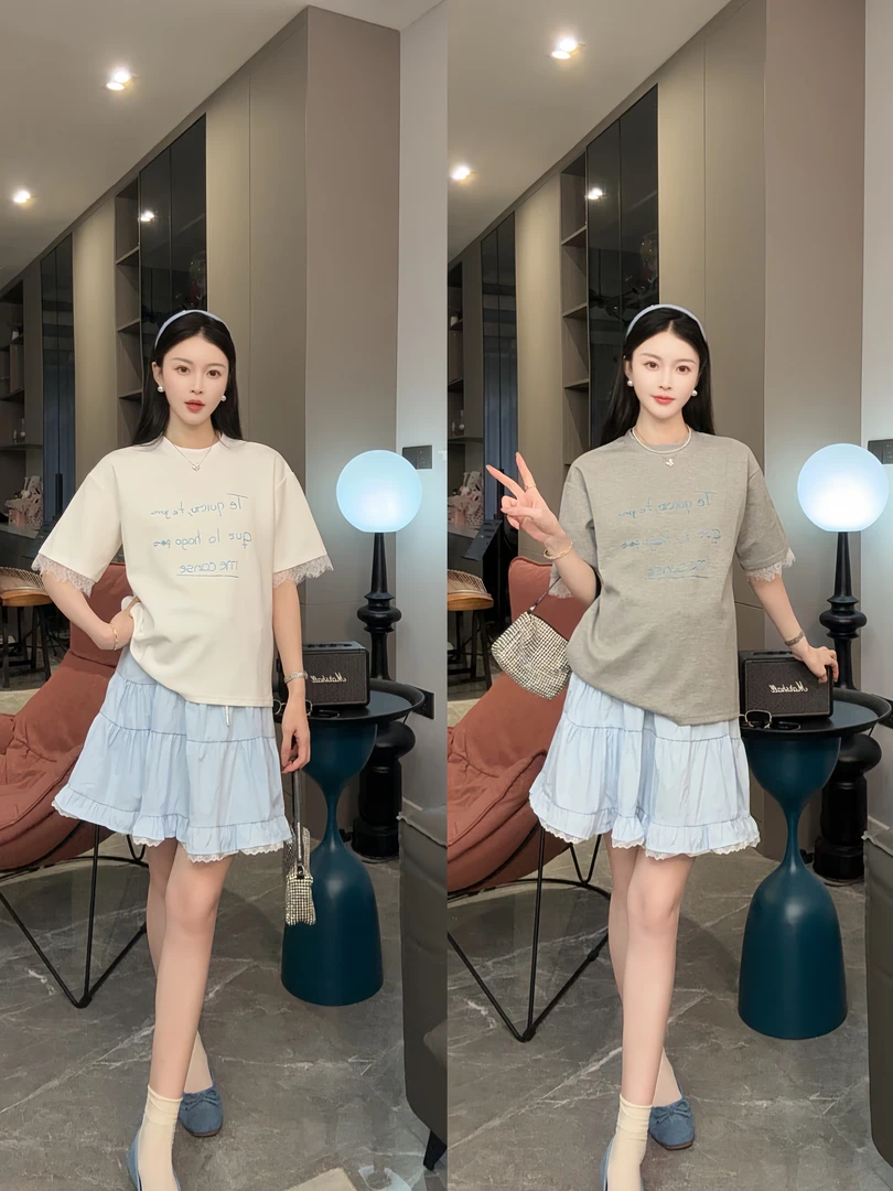 孕妇装2025夏季新款宽松休闲洋气短袖上衣百搭气质显瘦半身裙套装