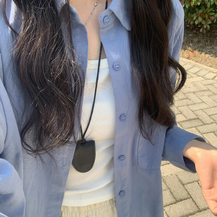 韩系chic通勤简约高级感翻领衬衫女早秋宽松百搭休闲风长袖外套