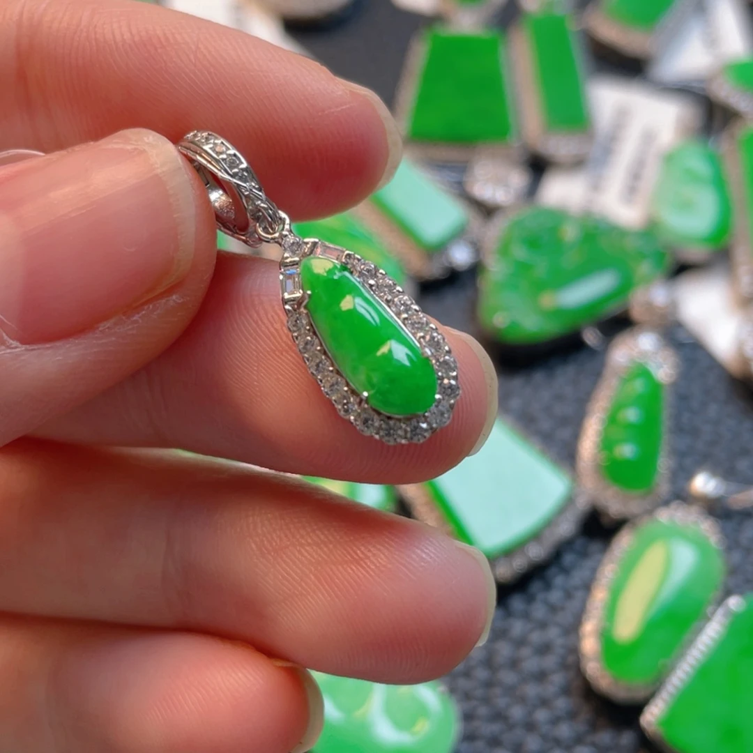 翡翠银S925镶嵌吊坠(不含链)