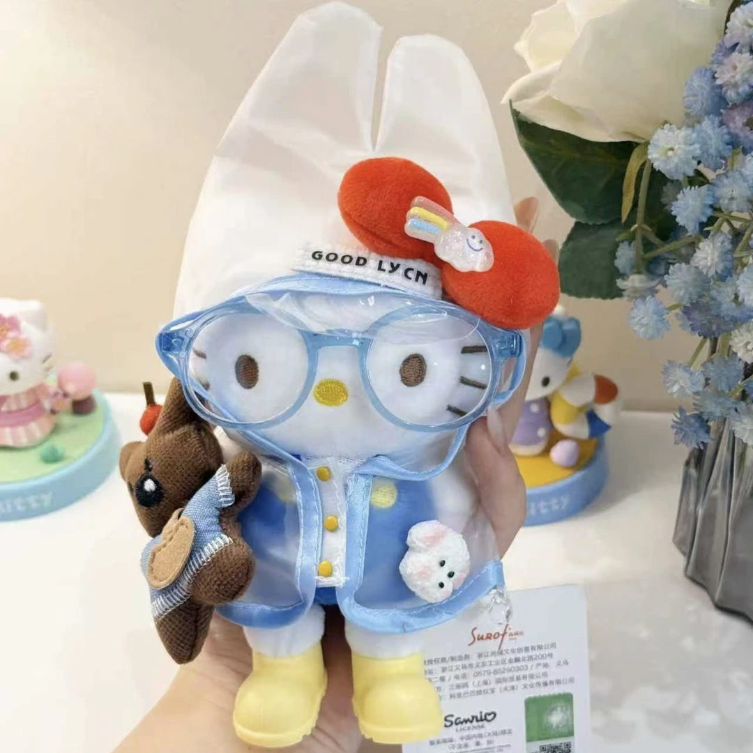 正版三丽鸥hellokitty包包挂件雨衣娃娃可爱毛绒包挂公仔挂饰礼物
