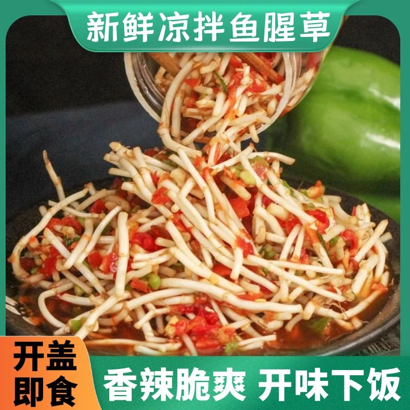 凉拌鱼腥草新鲜折耳根湖北特产手工爽脆下饭菜即食腌菜香辣味瓶装