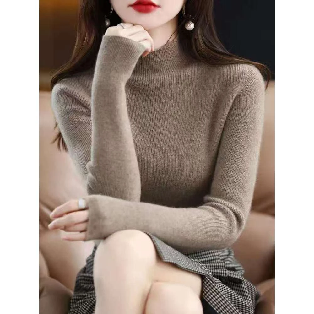 【梅姐专属】抽条半高羊毛衫YM-QHBMJ-1086