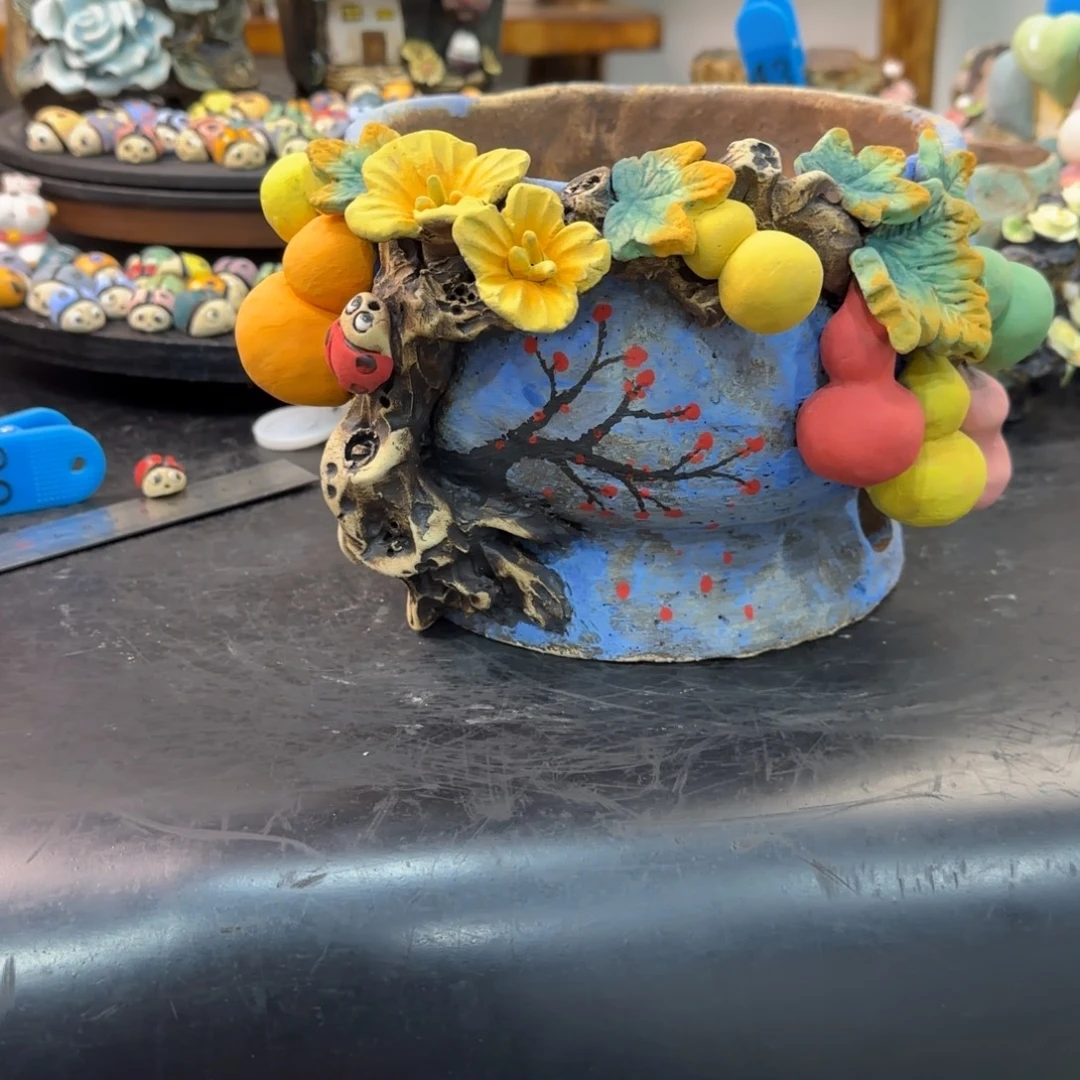 伊***)本默花器麦饭石花盆