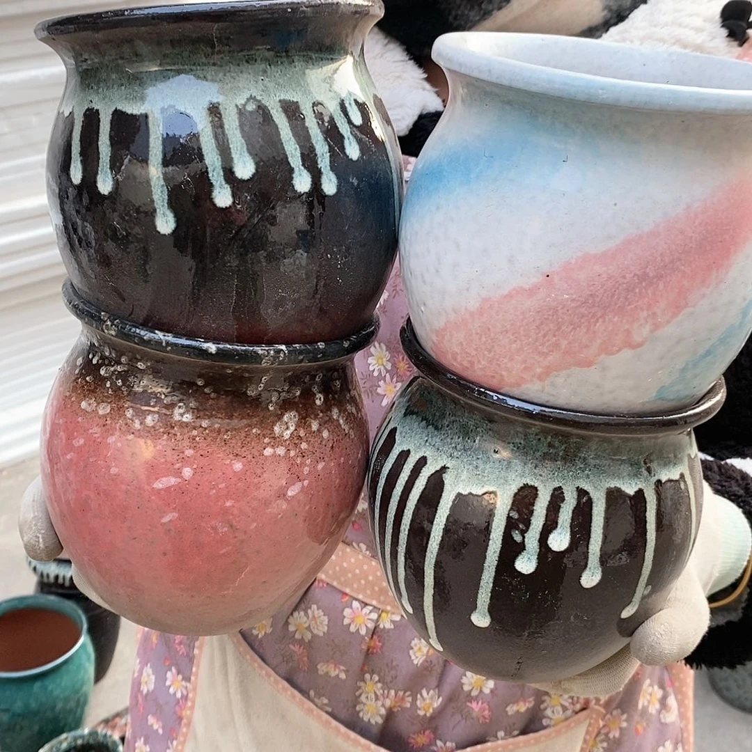 紫砂花盆瑕疵口13高15