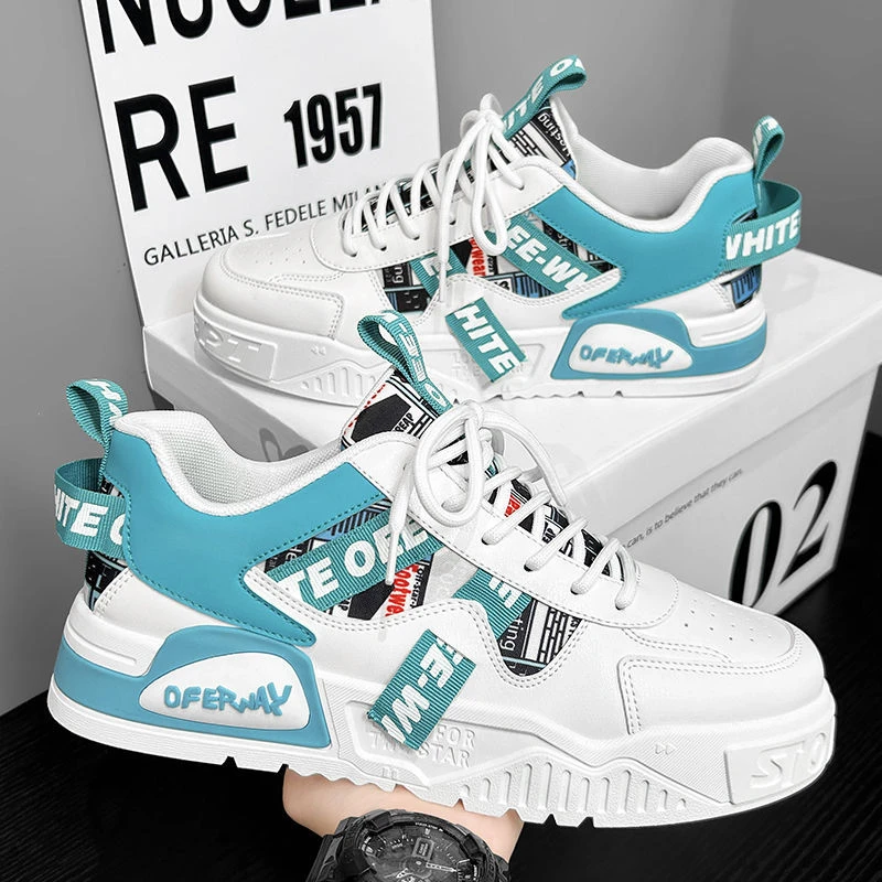 男鞋2024夏季新款青少年透气小众潮流百搭休闲板鞋内增高运动潮鞋