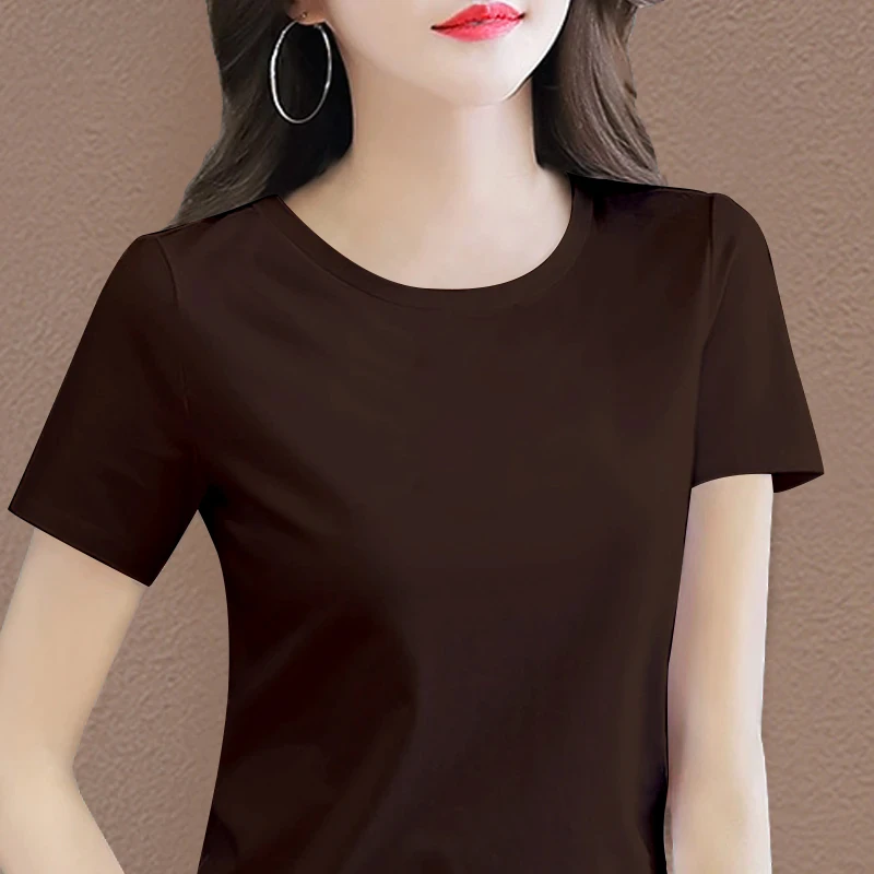 爆款重磅260克莫代尔韩版百搭夏季圆领宽松大码显瘦洋气打底衫t恤