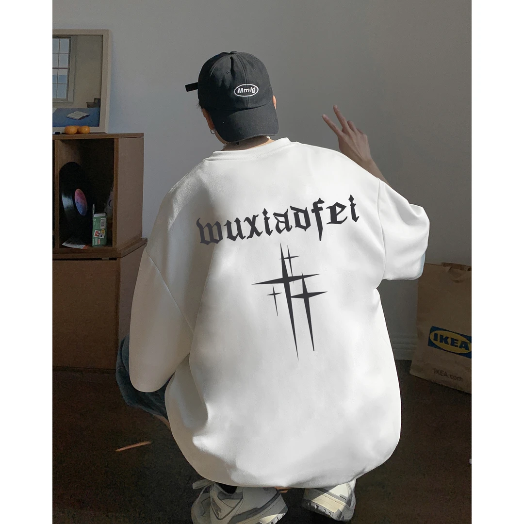 美式复古印花韩版短袖T恤宽松潮流男女情侣休闲百搭夏季半袖上衣