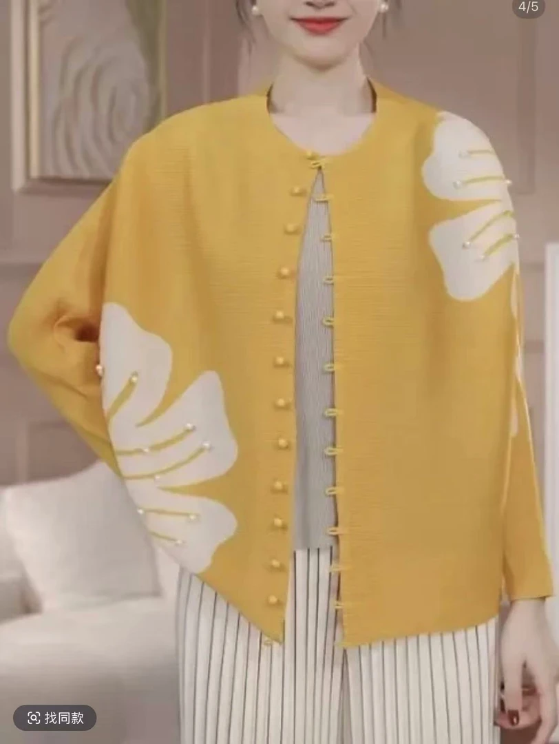 褶皱蝙蝠袖长袖四季通用钉珠衬衫女士百搭上衣短外套