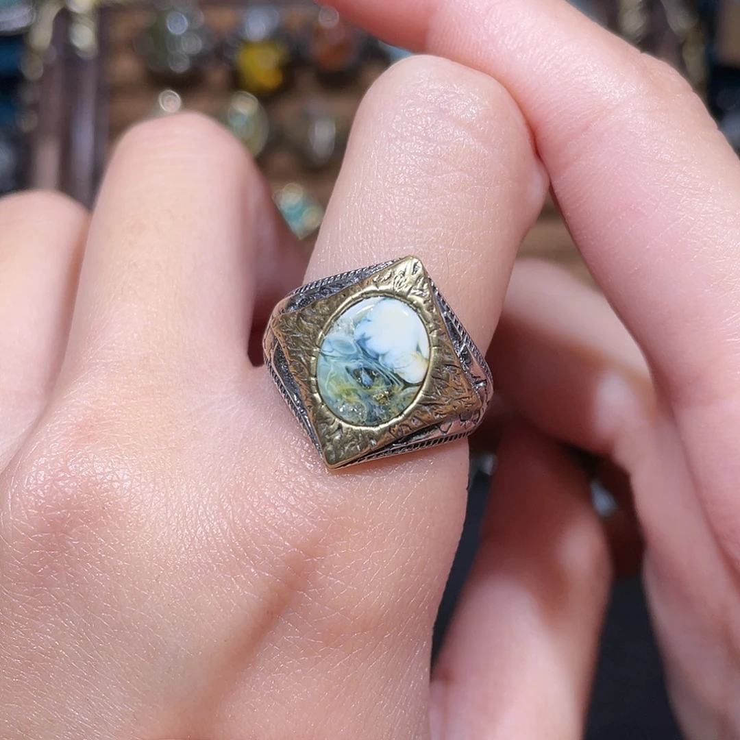 E***Y琥珀银S925镶嵌戒指