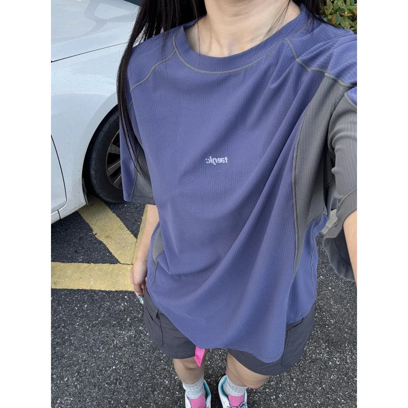夏季轻薄透气凉感冰丝t恤速干短袖男女户外骑行半袖设计感上衣T恤