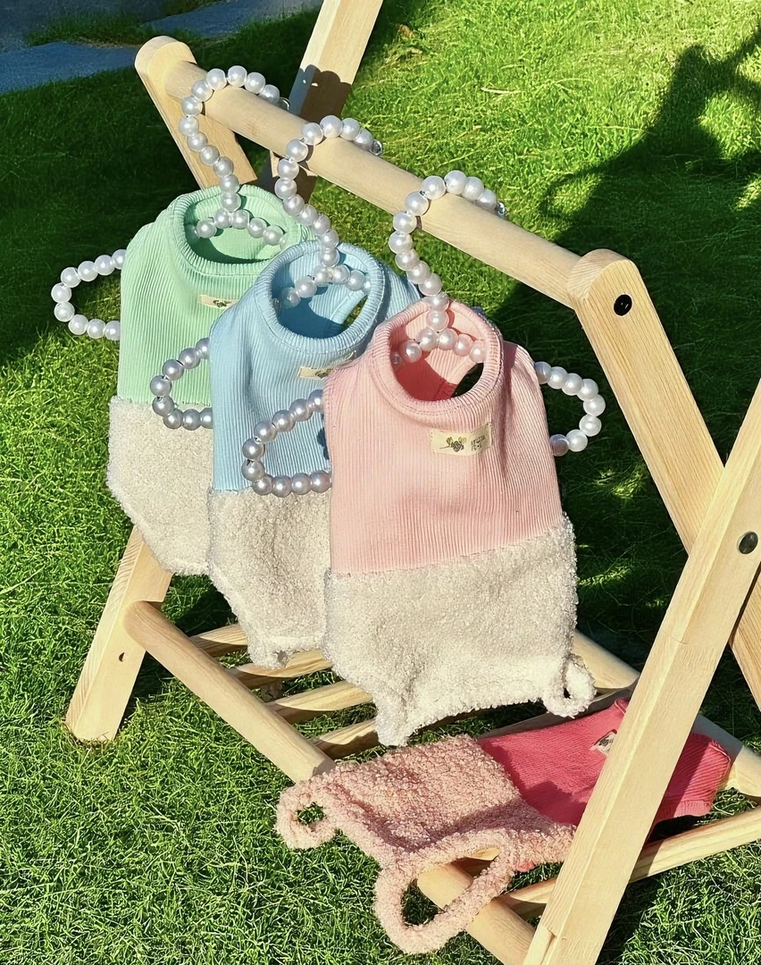 DESIGN PE+S·韩系时尚宠物拼接连衣裙筒裙绒小型狗春夏套装