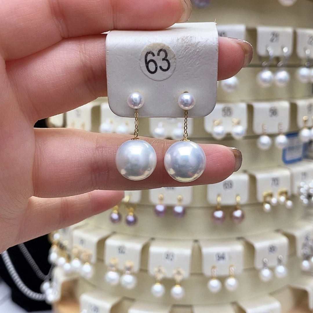 淡水珍珠耳饰18K金镶嵌