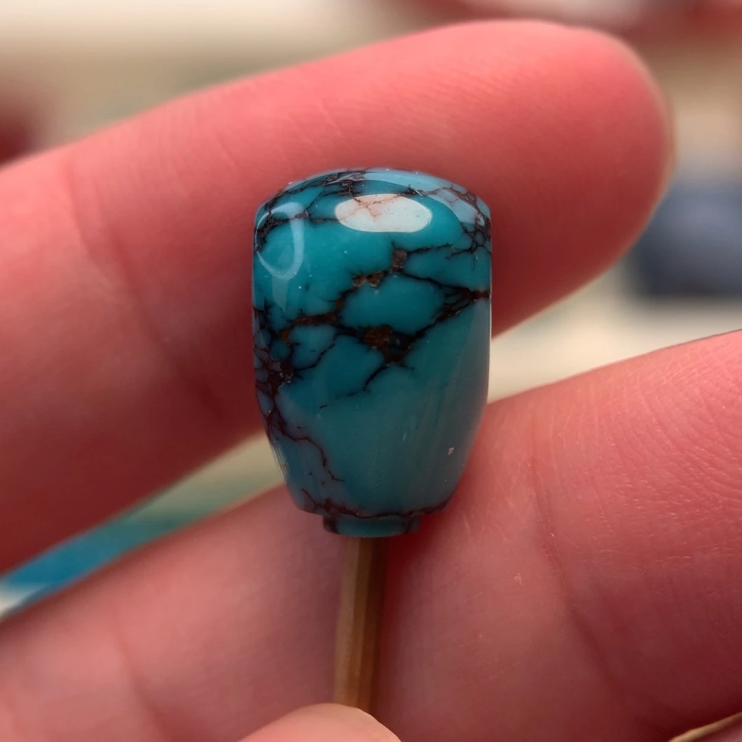 绿松石未镶嵌蓝网花三通10