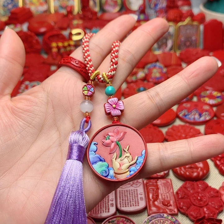 天然辰砂工艺品朱砂包包挂