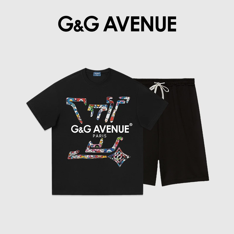 法国G&G AVENUE轻奢潮牌时尚套装男夏季宽松两件套-GTZ2511013