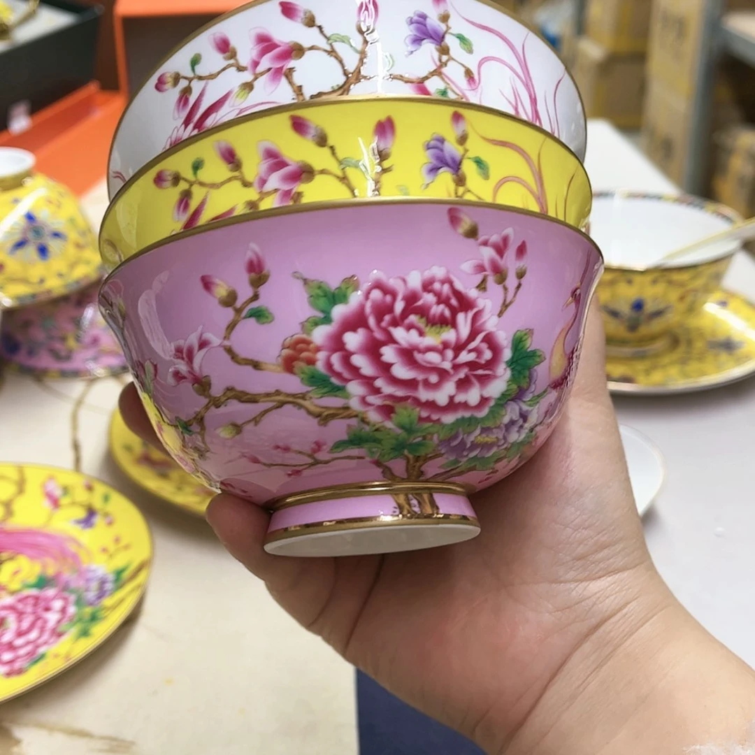 【闪购商品】骨瓷5英寸2黄，2粉，2白。。。。。