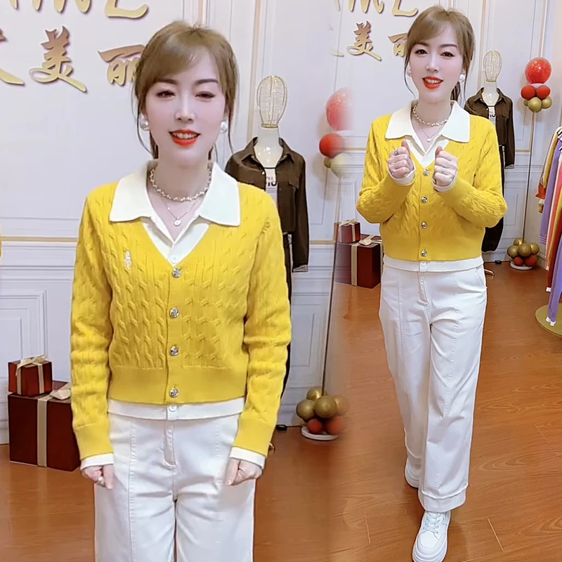 小个子减龄休闲针织衫女2025年秋冬新款洋气宽松显瘦针织开衫上衣