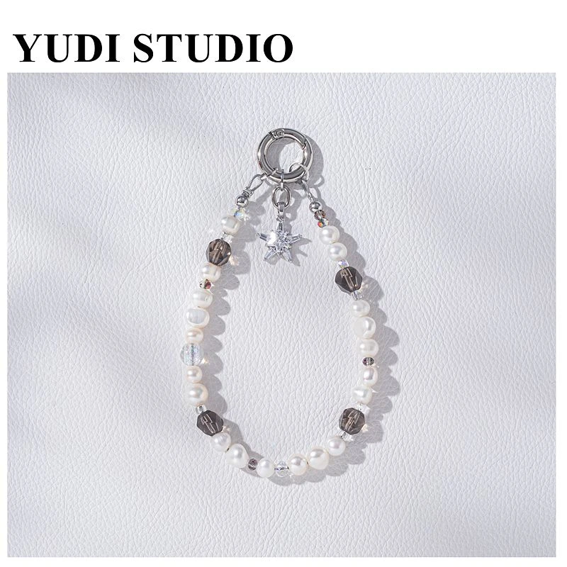 【茶香】高级感黑金黑色星云适用苹果手机壳手拎链条气质女原创手作