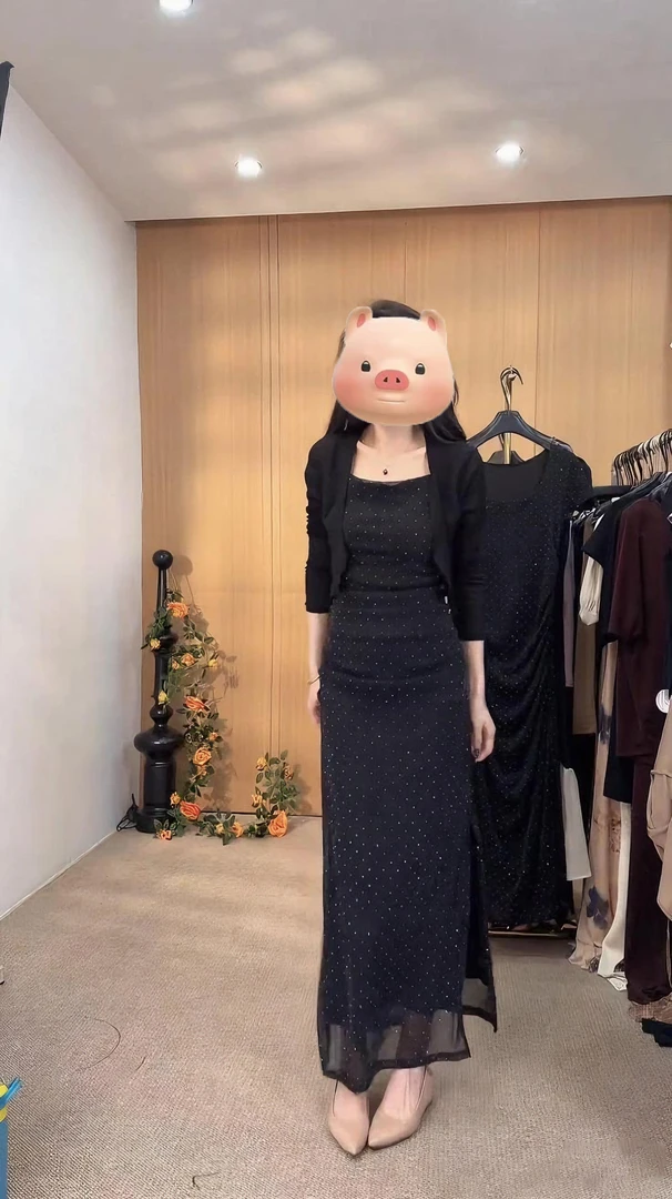 20205新款烫钻吊带长裙时尚设计师修身夏季连衣裙轻奢名媛