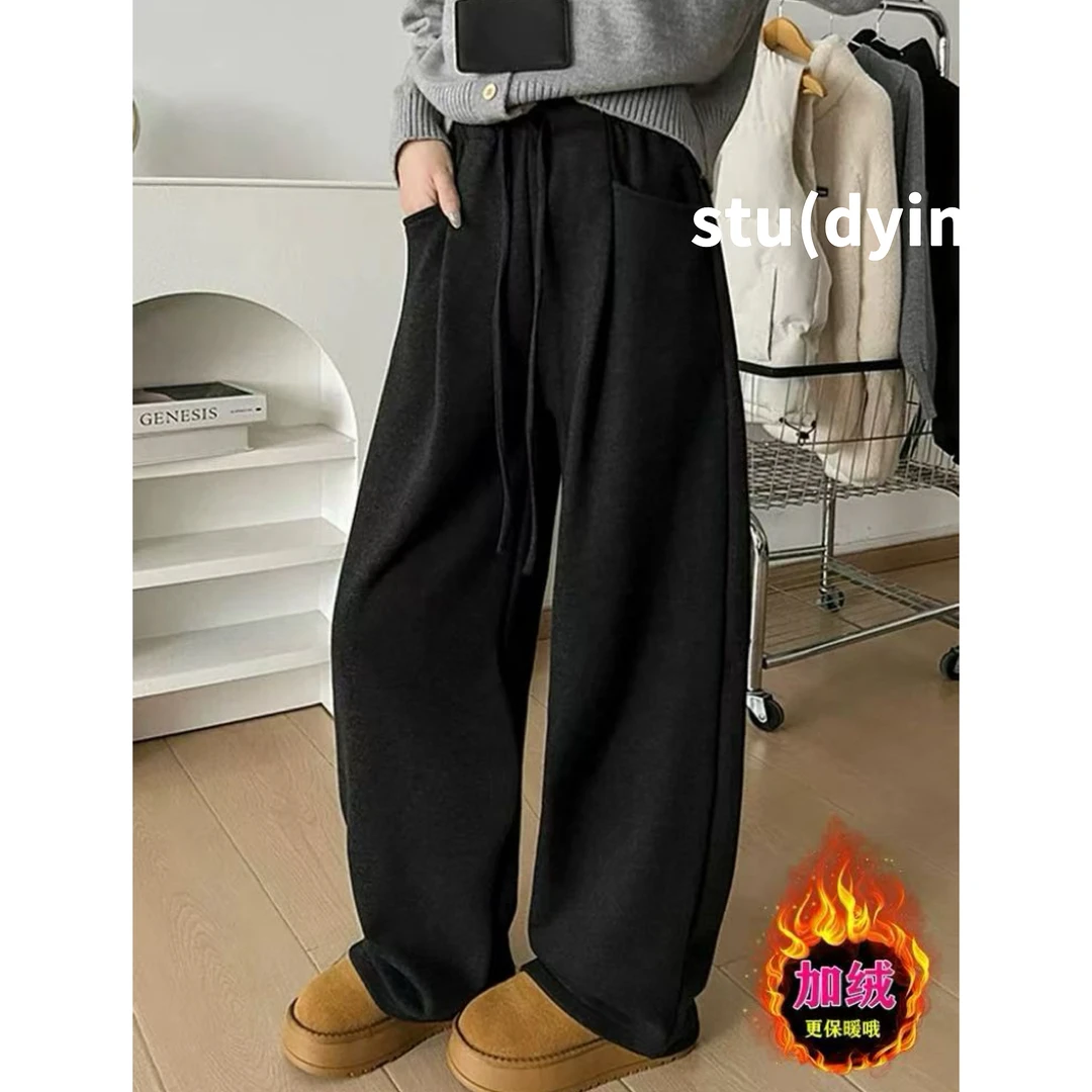 2422奶芙绒云朵裤加绒呢子长裤休闲