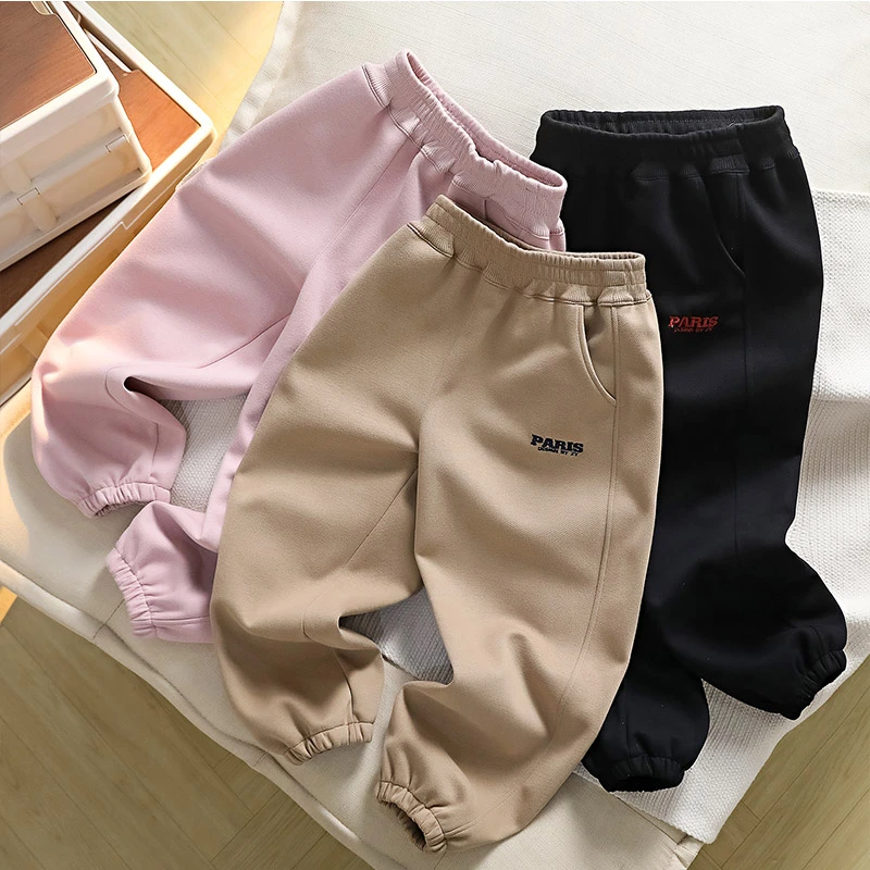 【春款新品】3101 PARIS刺绣卫裤运动裤休闲字母款男女童中大童裤